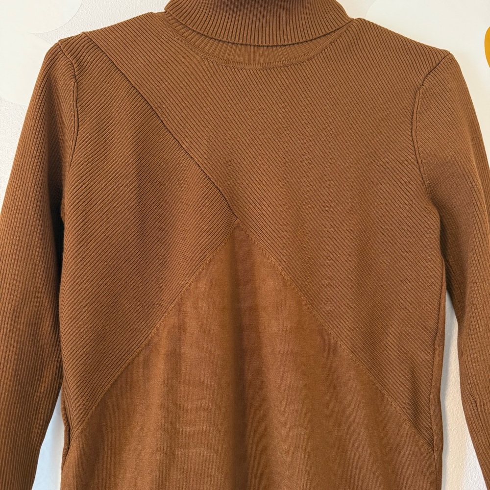 EUC Calvin Klein Rich Brown Ribbed Turtle Neck Sweater - Picture 2 of 8